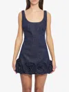 Self-portrait Short Blue Dress With Floral Applique Self Portrait In Blue
