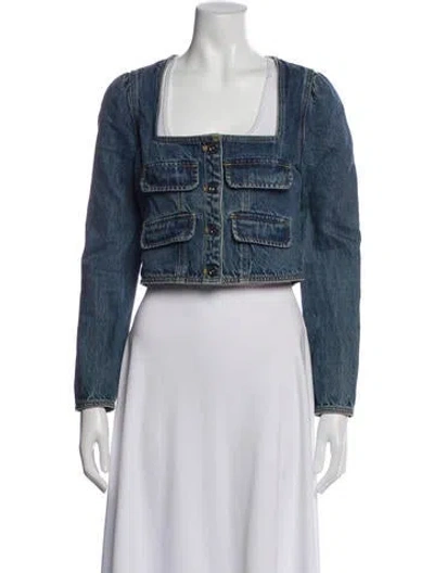 Pre-owned Self-portrait Denim Jacket In Blue