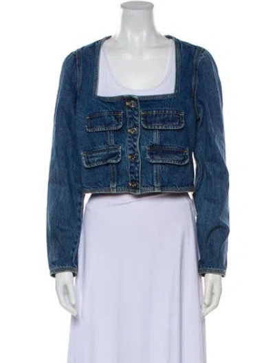 Pre-owned Self-portrait Denim Jacket In Blue