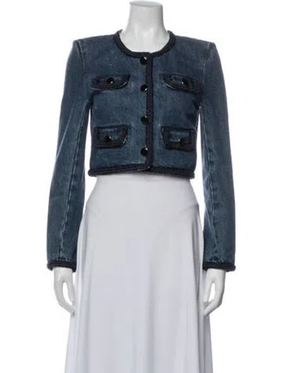 Pre-owned Self-portrait Denim Jacket In Blue
