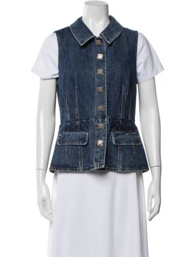 Pre-owned Self-portrait Denim Jacket In Blue