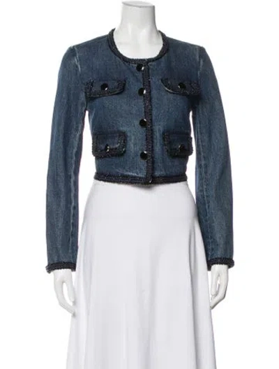 Pre-owned Self-portrait Denim Jacket In Blue