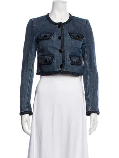 Pre-owned Self-portrait Denim Jacket In Blue