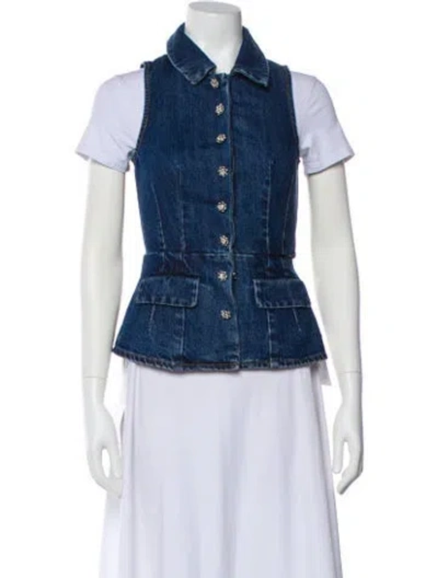 Pre-owned Self-portrait Denim Jacket W/ Tags In Blue