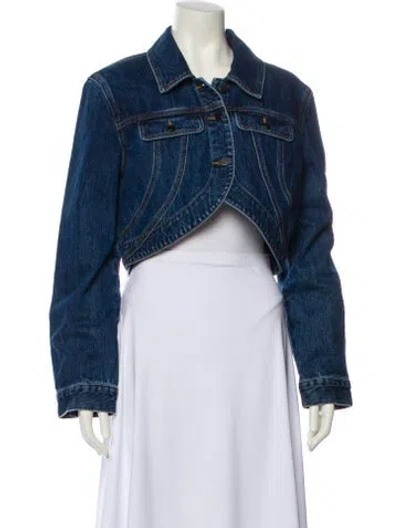 Pre-owned Self-portrait Denim Jacket W/ Tags In Blue