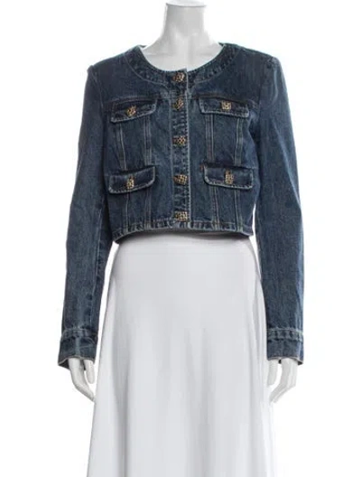 Pre-owned Self-portrait Denim Jacket W/ Tags In Blue