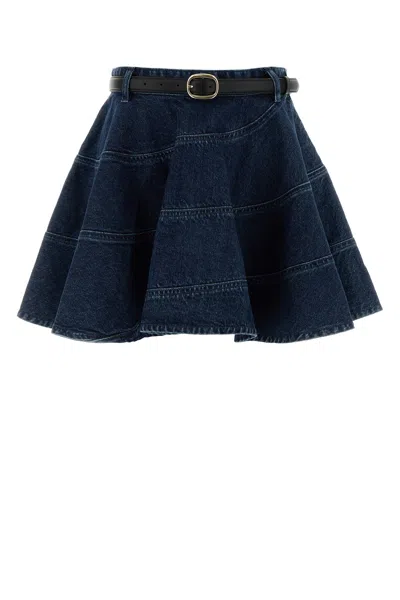 Self-portrait Denim Mini Skirt In Blue