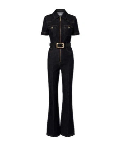 Self-portrait Denim Overalls In Black