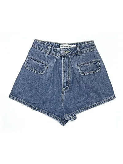 Pre-owned Self-portrait Denim Shorts In Blue