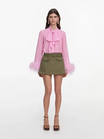 Self-portrait Denim Utility Skort In Pink