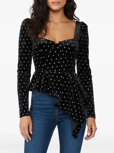 Pre-owned Self-portrait Diamante Asymmetric Top In Black