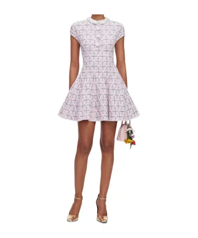 Self-portrait Diamond-pattern Mini Dress In Pink
