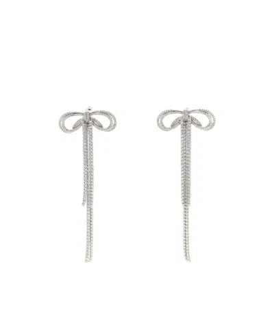 Self-portrait Double Crystal Bow Earrings In Black