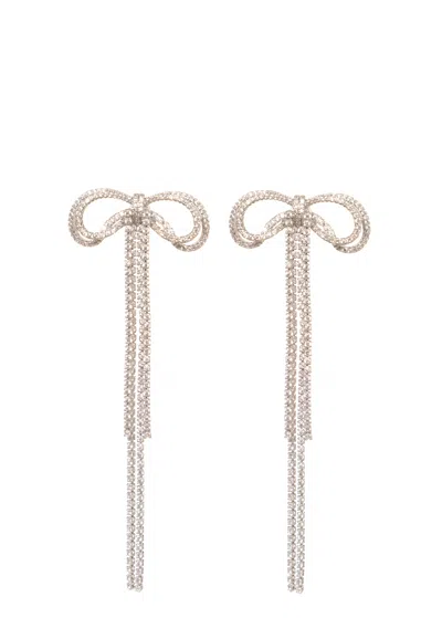 Self-portrait Double Crystal Bow Earrings With Cascading Design In Multi