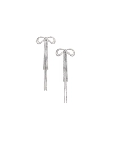 Self-portrait Double Crystal Bow Earrings With Silver-tone Finish