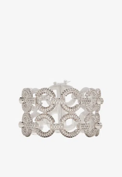 Self-portrait Double Crystal Link Bracelet In Silver