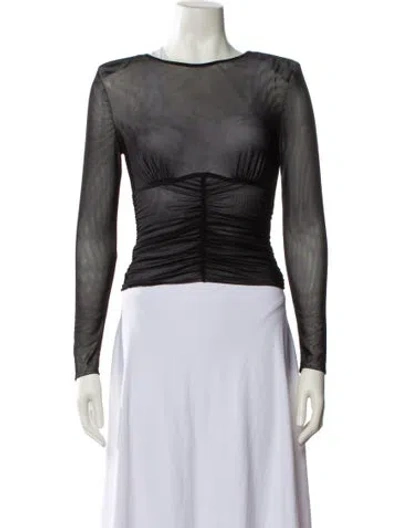 Pre-owned Self-portrait Double Mesh Top Crew Neck Top In Black