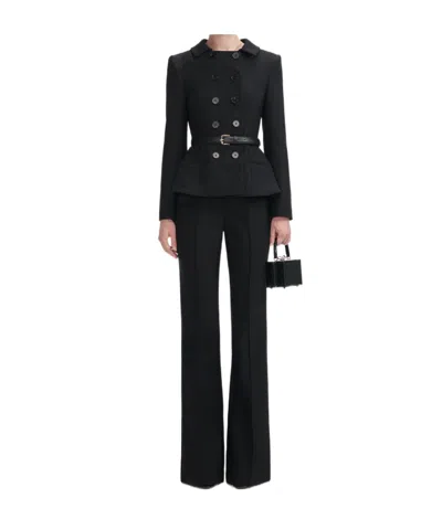 Self-portrait Double-breasted Jumpsuit In Black