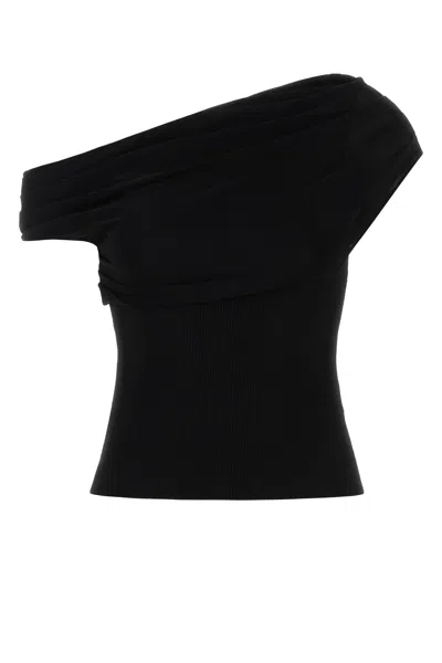 Self-portrait Draped Knit Top In Black