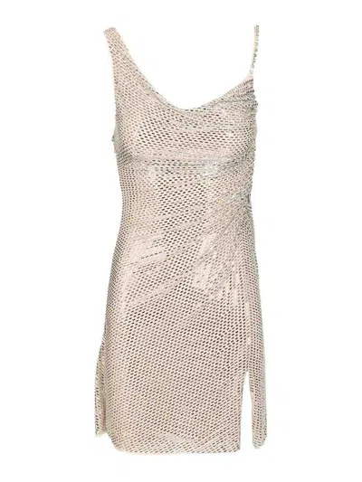 Self-portrait Draped Mini Dress In Beige