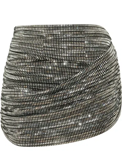 Self-portrait Draped Mini Skirt In Silver