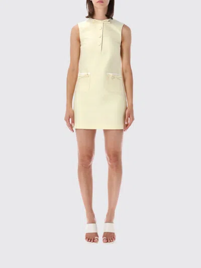Self-portrait Yellow Taffeta Mini Dress With Bows Detail In White