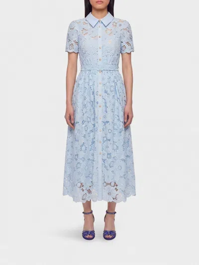 Self-portrait Lace Collared Midi Dress For Women In Blue