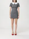Self-portrait Grey Herringbone Collared Mini Dress Dresses Grey In Gray