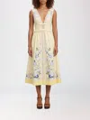 Self-portrait Floral Pleated Sleeveless Dress Knee Length In Yellow