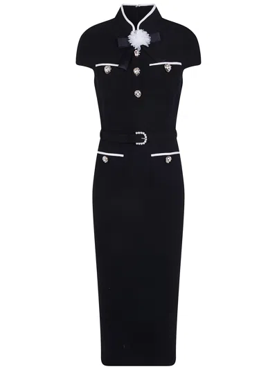 Self-portrait Dress Wool Crepe Midi "aw26.074mb Black"