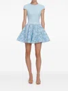 Self-portrait Womens Self Portrait Cap-sleeve Crepe And Lace Mini Dress In Blue