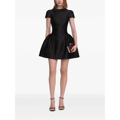 Self-portrait Dropped-waistline A-line Mini Dress In Black