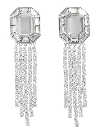 Self-portrait Earrings Silver Crystal Droplet With Metallic Crystals For Women