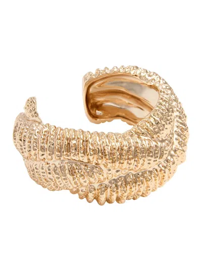 Self-portrait Earrings Textured Gold Twisted Cuff In Metallic In Pink