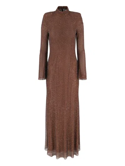 Self-portrait Elegant Back Zip Mini Dress With Removable Straps - Size 6 In Brown