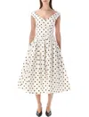 Self-portrait White Dress With All-over Polka Dot And Flared Skirt In Cotton Woman In White