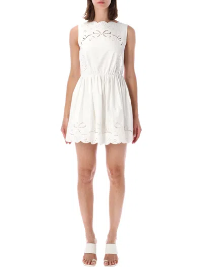 Self-portrait Elegant Mini Dress For Women In Bianco