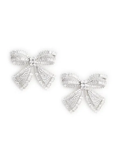 Self-portrait Elegant Mini Stud Earrings With Crystal Embellishment In Metallic