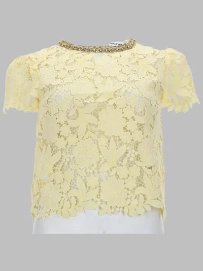 Self-portrait Elegant Mini Top For Women In Yellow