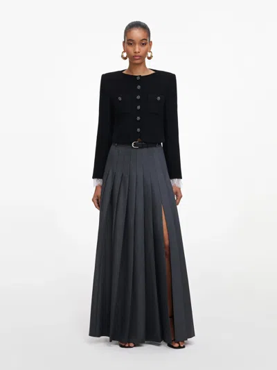 Self-portrait Elegant Removable Belted Mini Skirt With Split Design Size Uk 6 In Pattern
