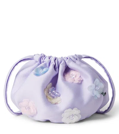 Self-portrait Embellished Bucket Bag In Purple