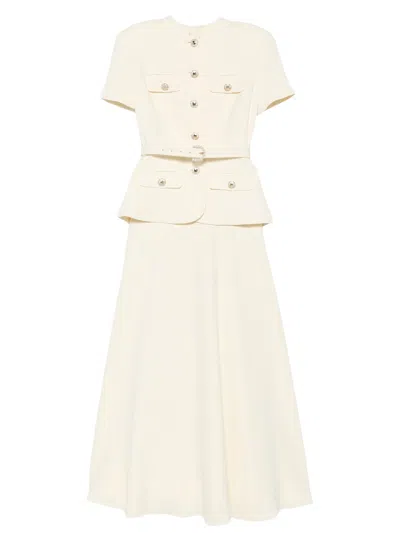 Self-portrait Embellished Button-front Maxi Dress In Neutral