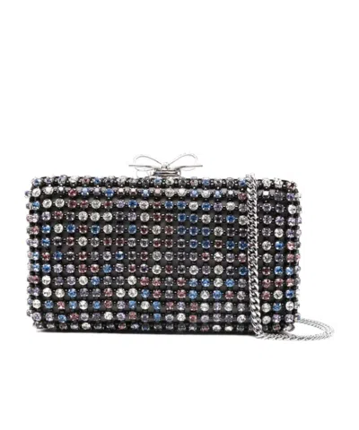 Self-portrait Embellished Chainmail Clutch Bag In Black