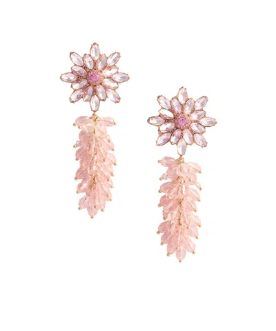 Self-portrait Embellished Cluster Flower Earrings In Green