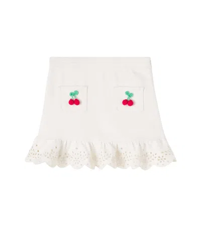 Self-portrait Kids' Embellished Denim Skirt In White