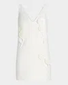 Self-portrait White Crepe Embellished Flower Mini Dress White In White