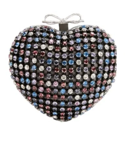 Self-portrait Embellished Heart Clutch Bag In Multi