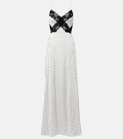 Self-portrait Polka-dot Lace-trim Dress In White