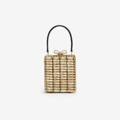 Self-portrait Embellished Micro Bag In Gold