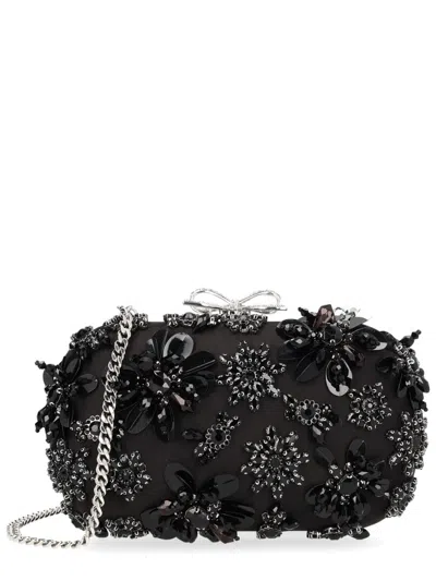 Self-portrait Embellished Mini Clutch Bag In Black